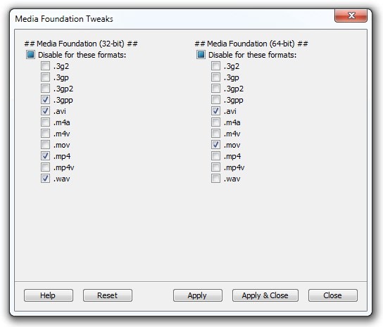 Media Foundation Tweaks