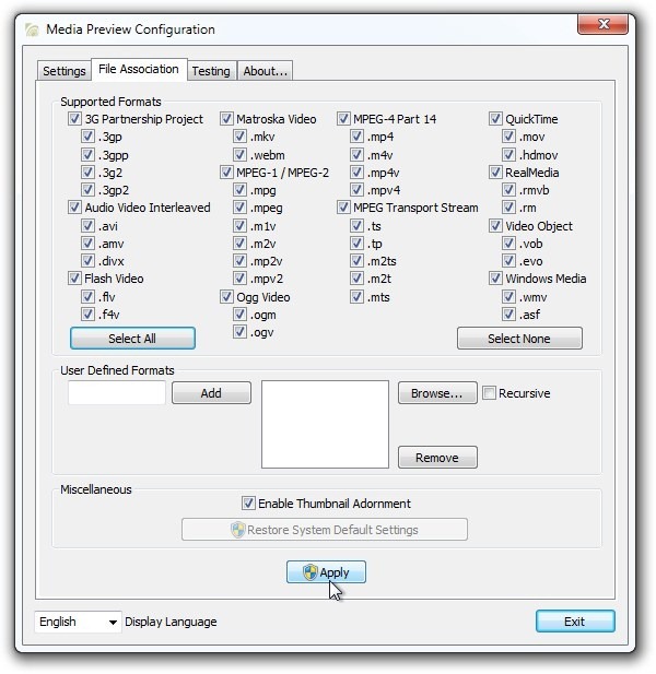 Media Preview Configuration