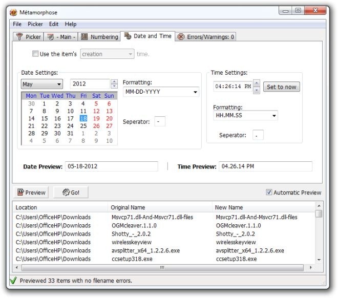 Métamorphose - Date and Time