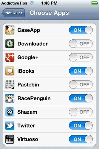 NotiQuiet App List NotiQuiet App List