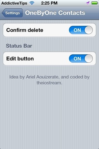 OneByOne Contacts Settings