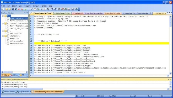 PilotEdit - [CAdwCleaner[R2].txt]