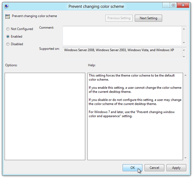 Prevent changing color scheme Prevent changing color scheme