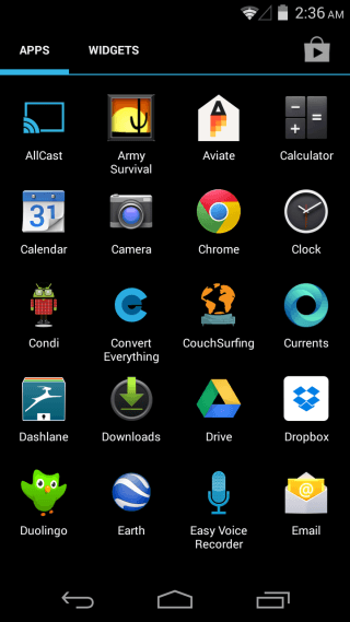 Stock Android Launcher App Drawer