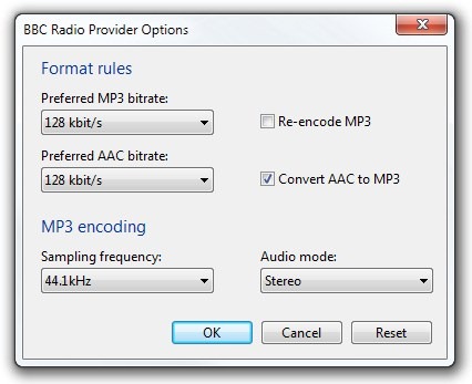 BBC Radio Provider Options