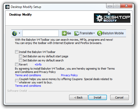 Desktop Modify Setup Desktop Modify Setup