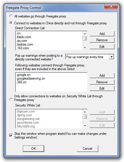 Freegate Proxy Control