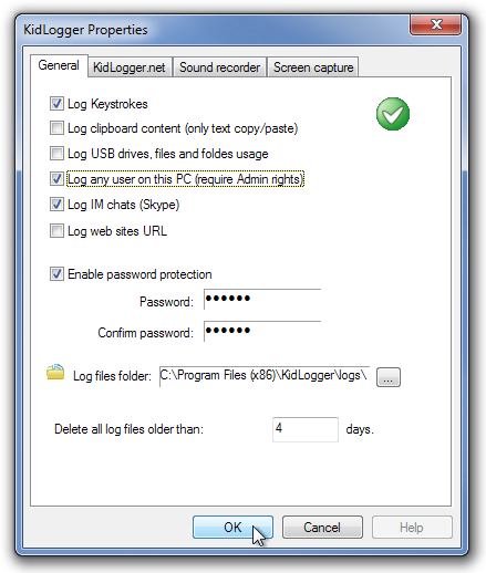 KidLogger Properties KidLogger Properties