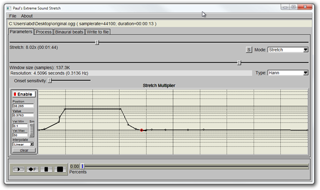 Sound Stretch basic screen Sound Stretch basic screen
