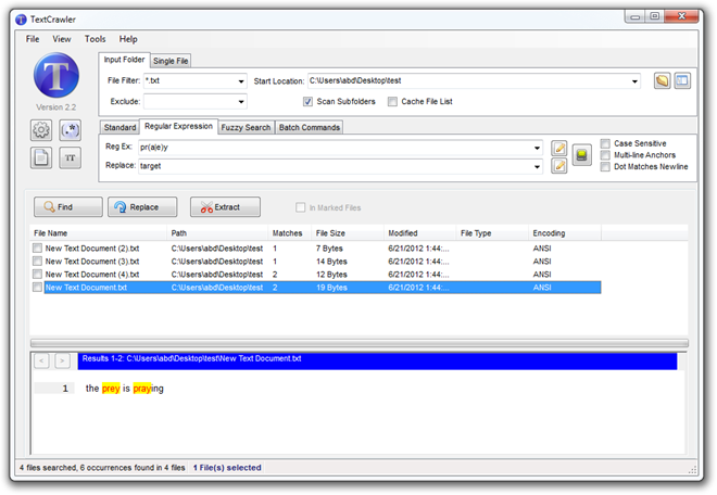 TextCrawler regular impressions TextCrawler regular impressions