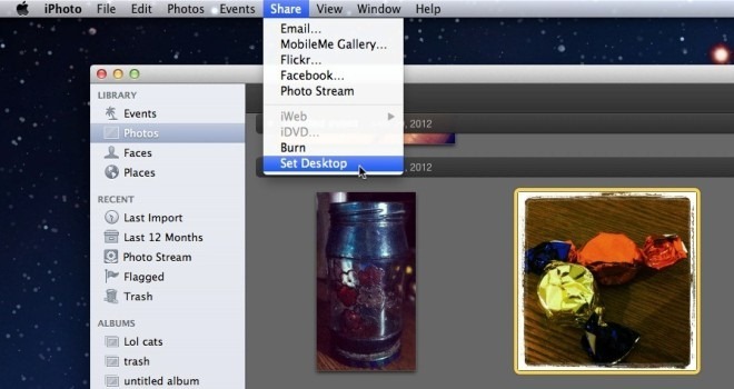 iPhoto set as  desktop iPhoto set as  desktop