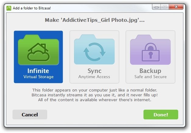 Add a folder to Bitcasa! Add a folder to Bitcasa!
