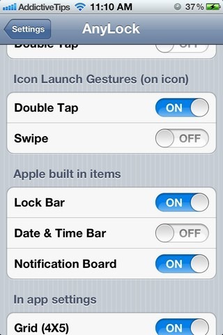 AnyLock Settings AnyLock Settings