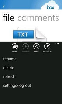 Box WP7 File Options Box WP7 File Options