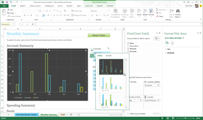 Change Styles in Excel 2013