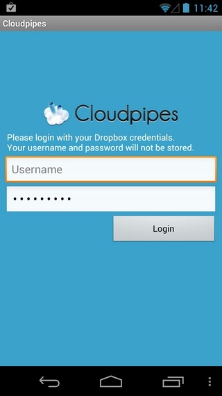 Cloudpipes-For-Dropbox-Android-Login