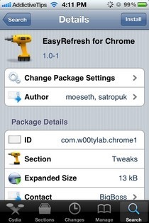 EasyRefresh for Chrome Cydia EasyRefresh for Chrome Cydia