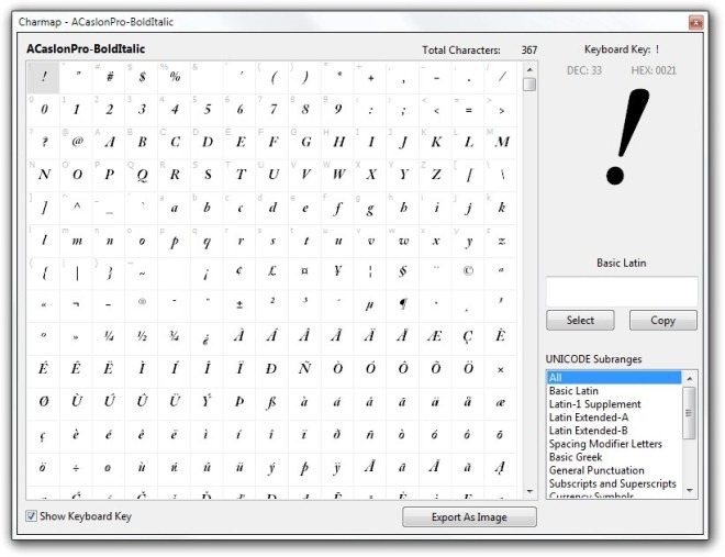 NexusFont_Character Map NexusFont_Character Map