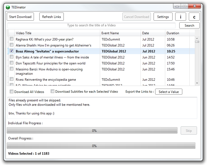 TEDinator main TEDinator main