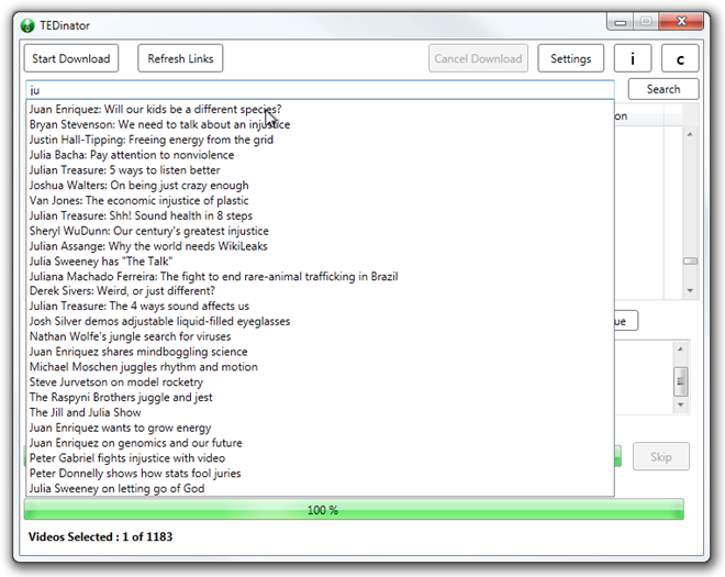 TEDinator search TEDinator search