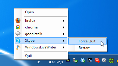 Task ForceQuit System Tray