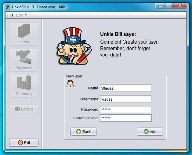 UnkleBill_New User Account
