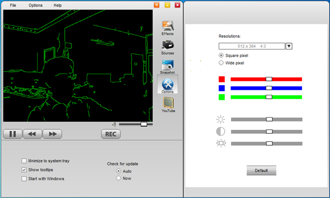 Webcam Effects Options Webcam Effects Options