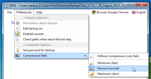 BrowserBackup Preferences BrowserBackup Preferences
