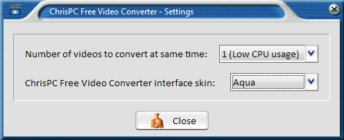 ChrisPC Free Video Converter - Settings ChrisPC Free Video Converter - Settings