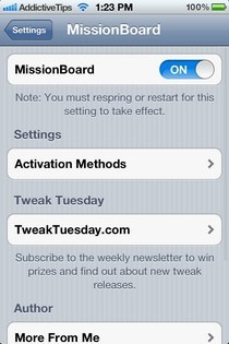 MissionBoard Settings MissionBoard Settings