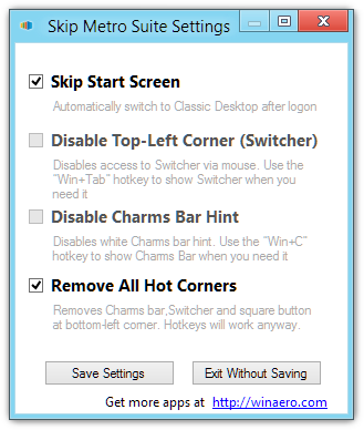 Skip Metro Suite Settings Skip Metro Suite Settings
