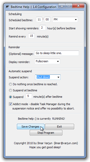 Bedtime Help ) 1.4 Configuration Bedtime Help ) 1.4 Configuration