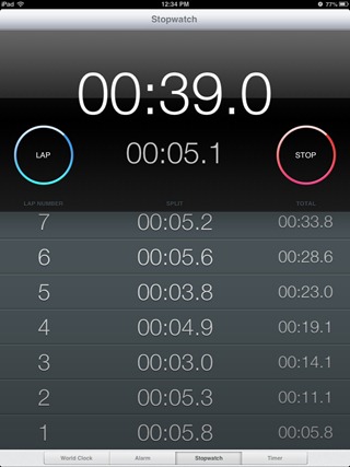 Clock App iOS 6 - Stopwatch Clock App iOS 6