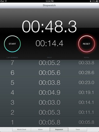 Clock App iOS 6 - Stopwatch Clock App iOS 6