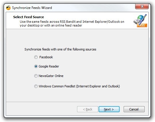 Synchronize Feeds Wizard Synchronize Feeds Wizard