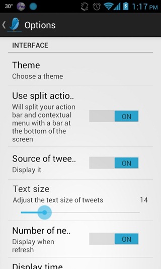 TweetLine - Settings TweetLine - Settings