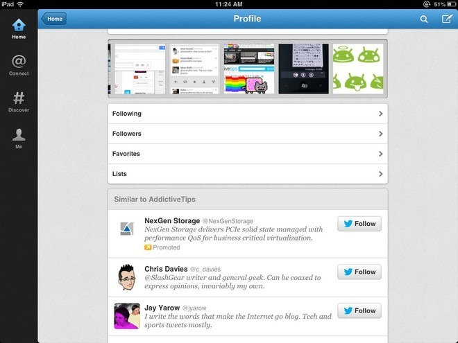 Twitter iPad Photo Stream