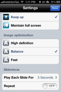 AirFoto iOS Settings