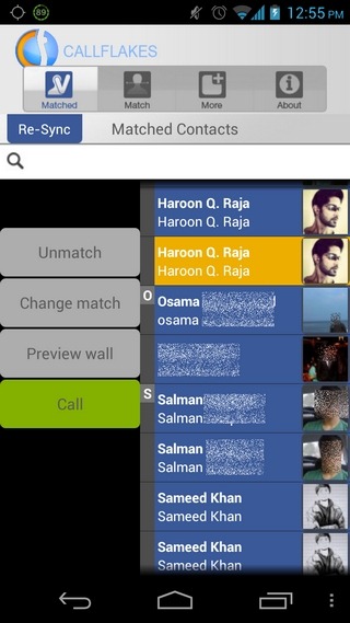 CallFlakes-Android-Matches