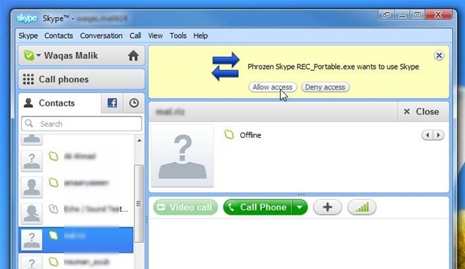 Phrozen Skype REC_Allow Access Phrozen Skype REC_Allow Access