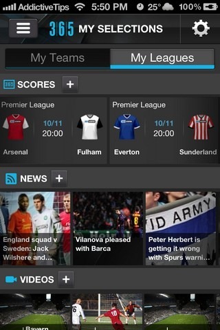 365Scores iOS Leagues 365Scores iOS Leagues