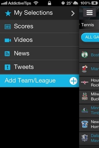 365Scores iOS Menu 365Scores iOS Menu