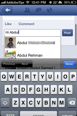 Facebook iOS Comment Tag Facebook iOS Comment Tag