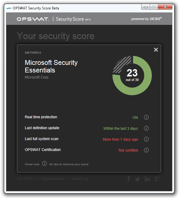 OPSWAT Security Score Beta Full System OPSWAT Security Score Beta Full System