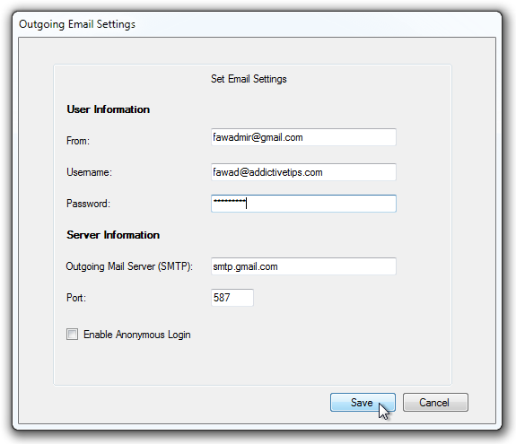 Outgoing Email Settings Outgoing Email Settings