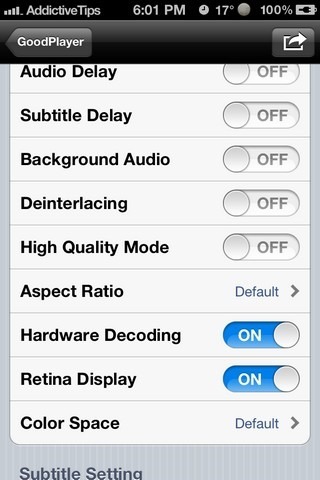 GoodPlayer iOS Settings GoodPlayer iOS Settings