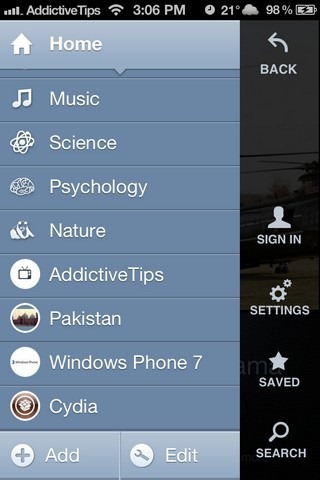 News360 iPhone Menu
