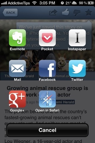 News360 iPhone Share