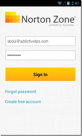 Norton-Zone-Cloud-Sharing-Android-Login