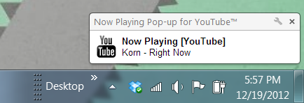 Now Playing Pop-up for YouTube